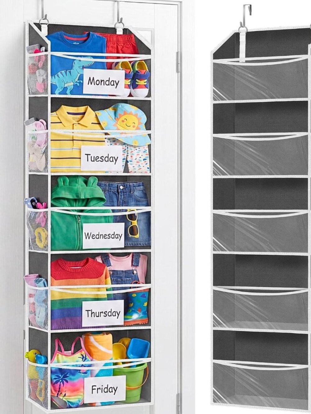 5Tiers Over Door Organizer, Weekly Clothes Organizer for Kids